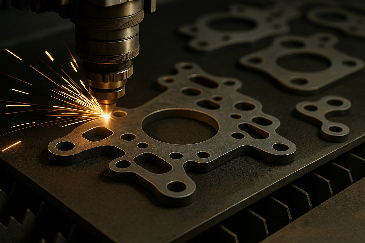 Laser Cutting Plat Besi Bentuk Komponen Mesin